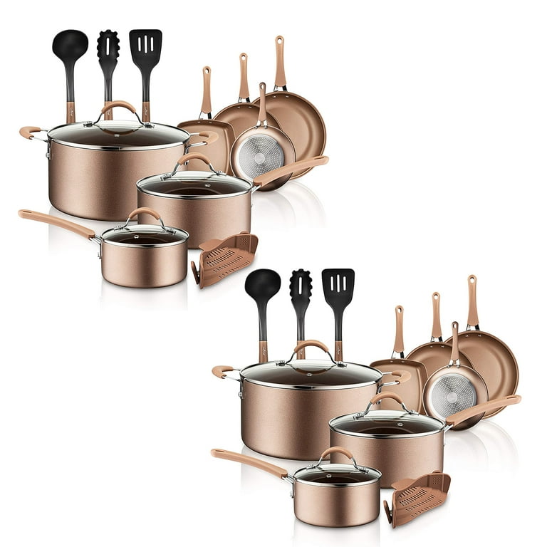 NutriChef Nonstick Cooking Kitchen Cookware Pots and Pans, 14