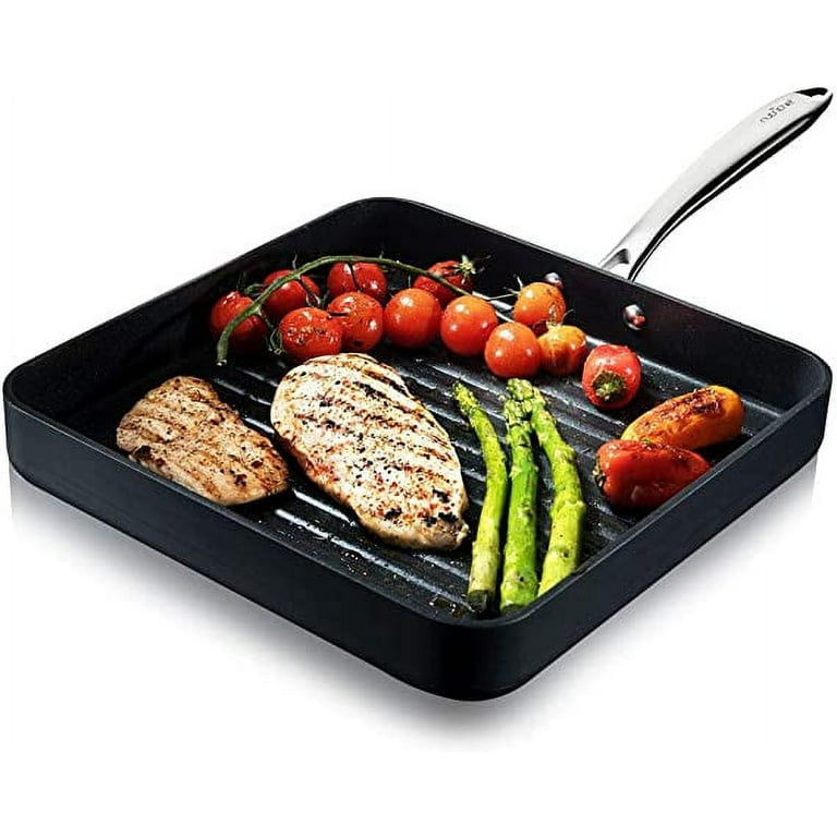 SKY LIGHT Nonstick Grill Pan for Stove Top, 11-inch Non-Stick Square  Griddle Pans with Folding Handle, Induction Skillet Steak Bacon Pan 