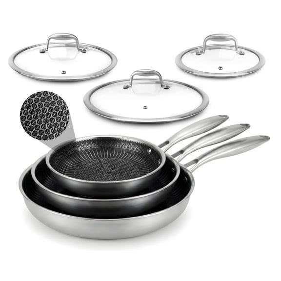 NutriChef Nonstick Tri Ply Copper Kitchen Cookware Pan Set, 6 Piece