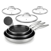 NutriChef Nonstick Tri Ply Copper Kitchen Cookware Pan Set, 6 Piece
