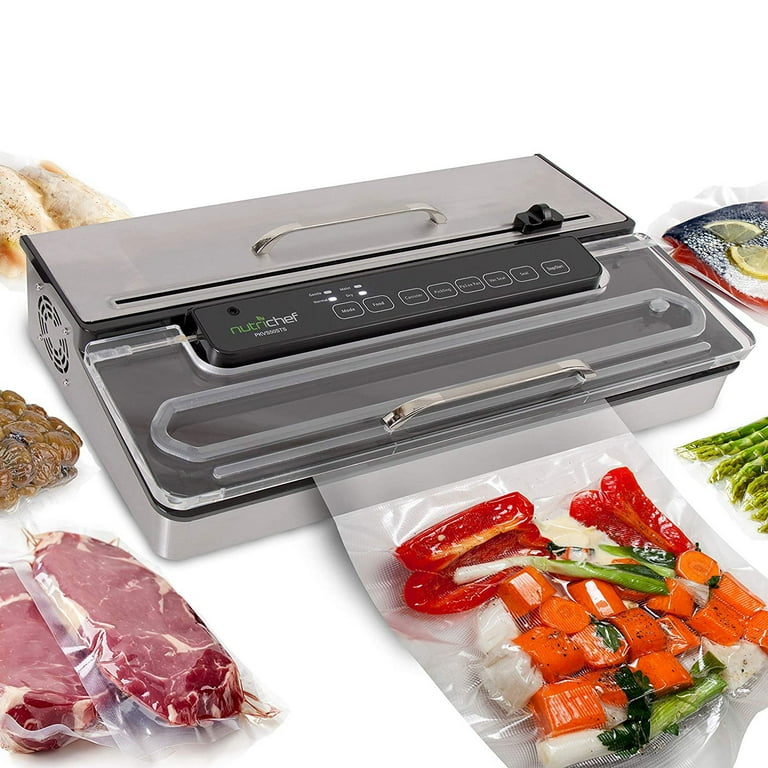 White Kitchen Pro Stainless Steel Food Vacuum Sealer System - Countertop Electric Air Seal Preserver with Air Vac Bags White Kitchen Pro Stainless Steel Food Vacuum Sealer System - Countertop Electric Air Seal Preserver with Air Vac Bags