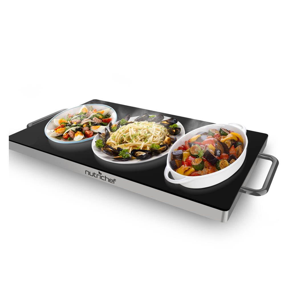 NutriChef PKWTR45 - Electric Warming Tray / Food Warmer with Non-Stick Heat-Resistant Glass Plate (19.8'' x 11.9'' Heating Surface)