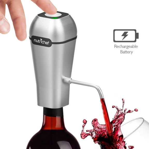 NutriChef PSLWPMP250 - Electric Wine Pump Aerator - Automatic Wine Bottle Air Decanter Dispenser
