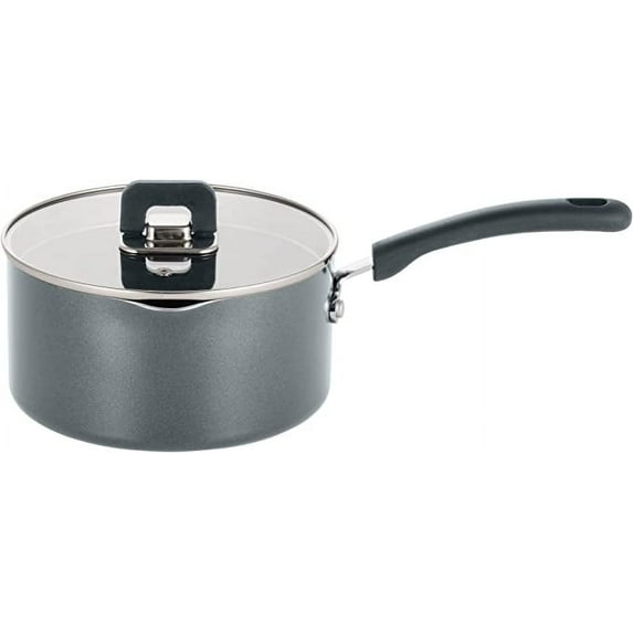 NutriChef Saucepan Pot W/ Lid-Non-Stick Stylish Kitchen Cookware W/ Foldable Knob, 1.5 Quart (Gray)