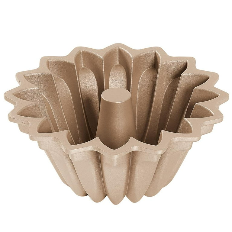 Nutrichef Uniform Baking and Browning, Cascade Fluted Bundt Cake Pan, Extra Thick and Non Stick Aluminum Bakeware with 2 Layers of Non Stick Coating