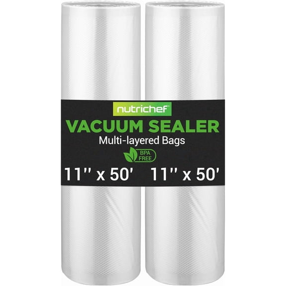 NutriChef PRTPKVS14RL - Vacuum Sealer Bags - Universal Air Vac Sealing Bags (2 Rolls, 100’ ft. Total Length)