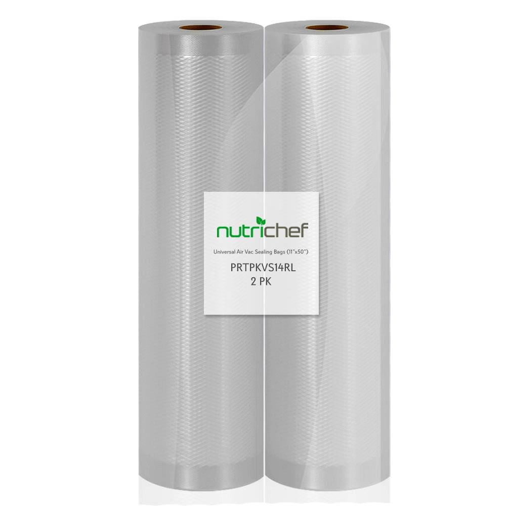 NutriChef PRTPKVS14RL - Vacuum Sealer Bags - Universal Air Vac Sealing Bags (2 Rolls, 100’ ft. Total Length)