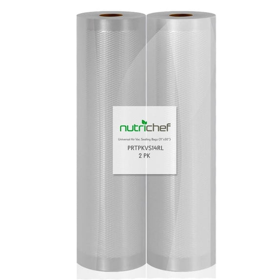 NutriChef PRTPKVS14RL - Vacuum Sealer Bags - Universal Air Vac Sealing Bags (2 Rolls, 100’ ft. Total Length)