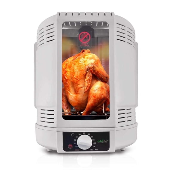 NutriChef Vertical Countertop Rotisserie Rotating Oven - White