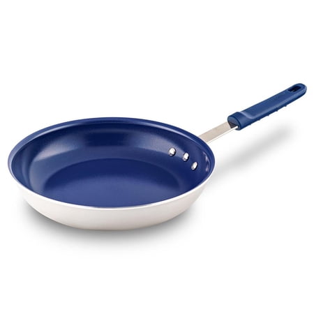 NutriChef f 12" Large Skillet Nonstick Frying Pan with Silicone Handle, Ceramic Coating (Blue)