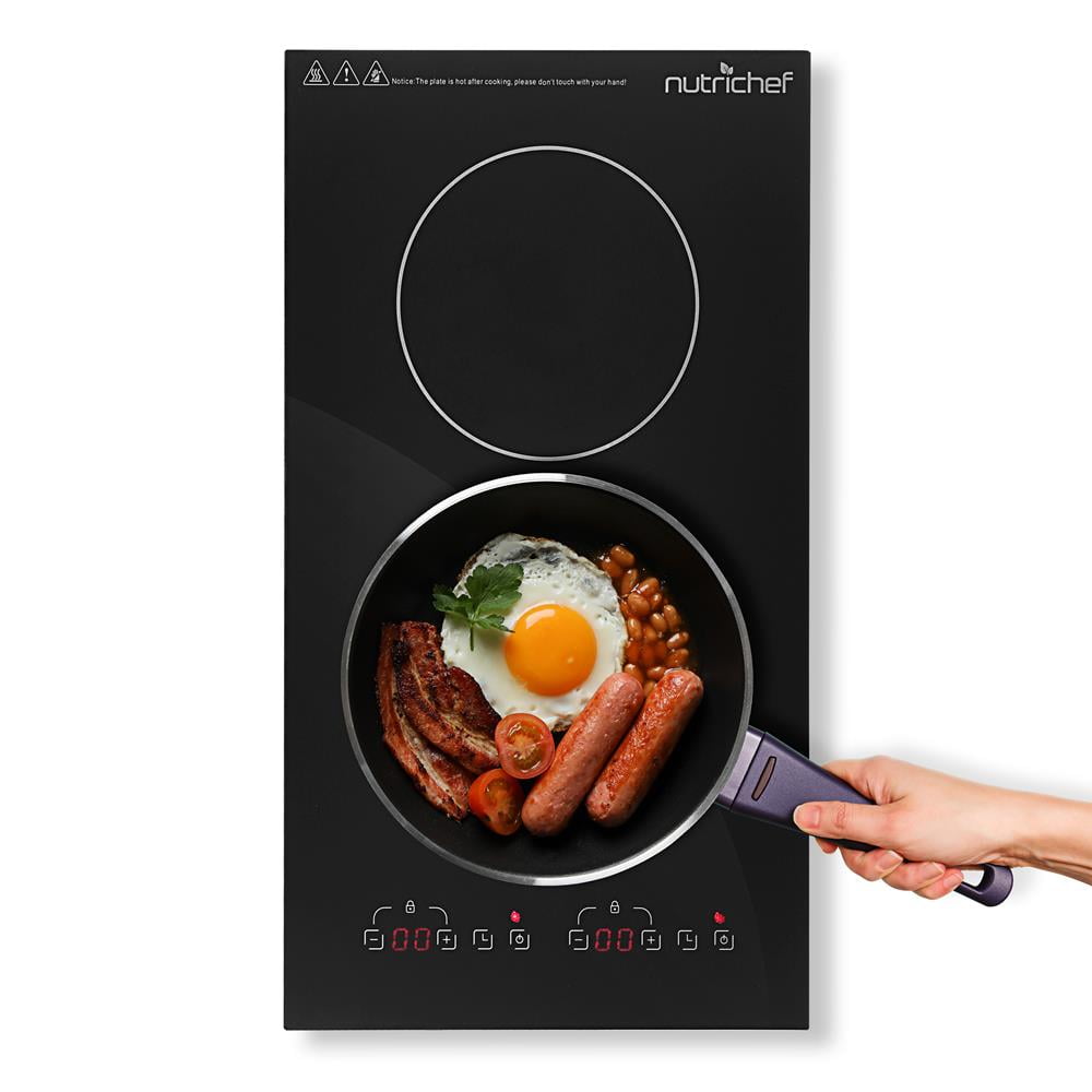 NutriChefKitchen Dual Induction Cooktop Kitchen w/ Digital Display, StainResistant, Compact