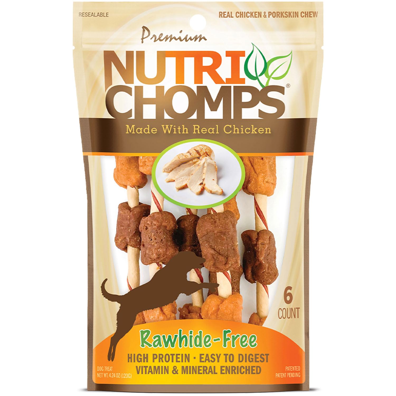 NutriChomps Dog Chews, 5inch STF9 Kabobs, Easy to Digest, RawhideFree