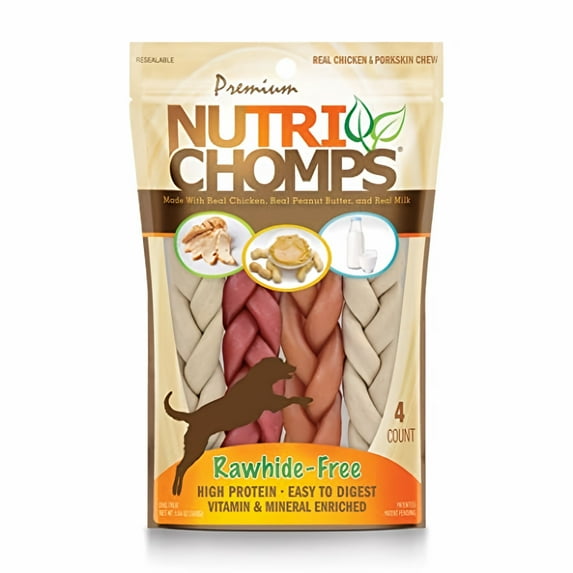 NutriChomps Dog Chews, 6-inch Braids (Pack of 5)