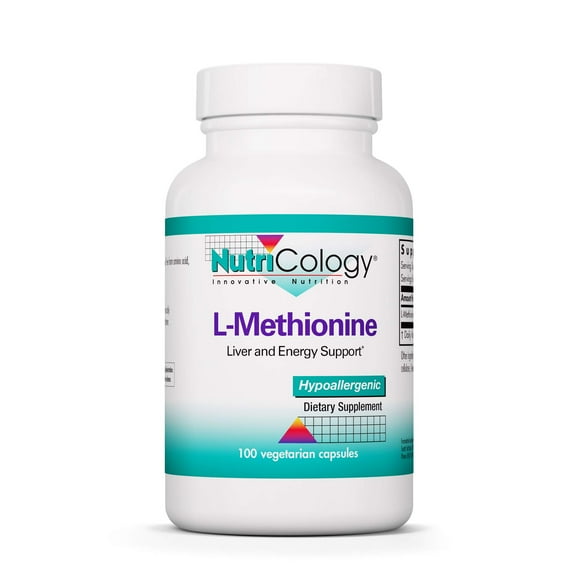 Nutricology L-Methionine - Liver and Energy Support, Free Form Amino Acid, 500mg Supplement, Pure, Vegetarian Capsules - 100 Count