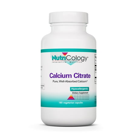 NutriCology Calcium Citrate - Bone, Teeth, Muscle, Nerve Support - 180 Vegetarian Capsules