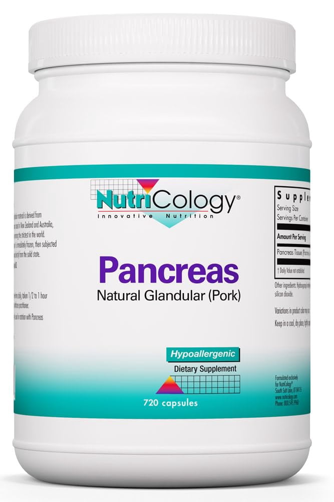 NutriCology Pancreas Natural Glandular - Supports Healthy Pancreas, Immune & Digestive Activity - 425 mg per Serving - Freeze Dried Tissue from Pork - 720 Servings - 720 Capsules