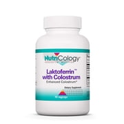 NutriCology Laktoferrin with Colostrum - Delivers 400 mg Lactoferrin & 1 g Colostrum - Supports Immune & Gut Balance - With Lysozyme Enzyme Support - 30 Servings - 90 Capsules