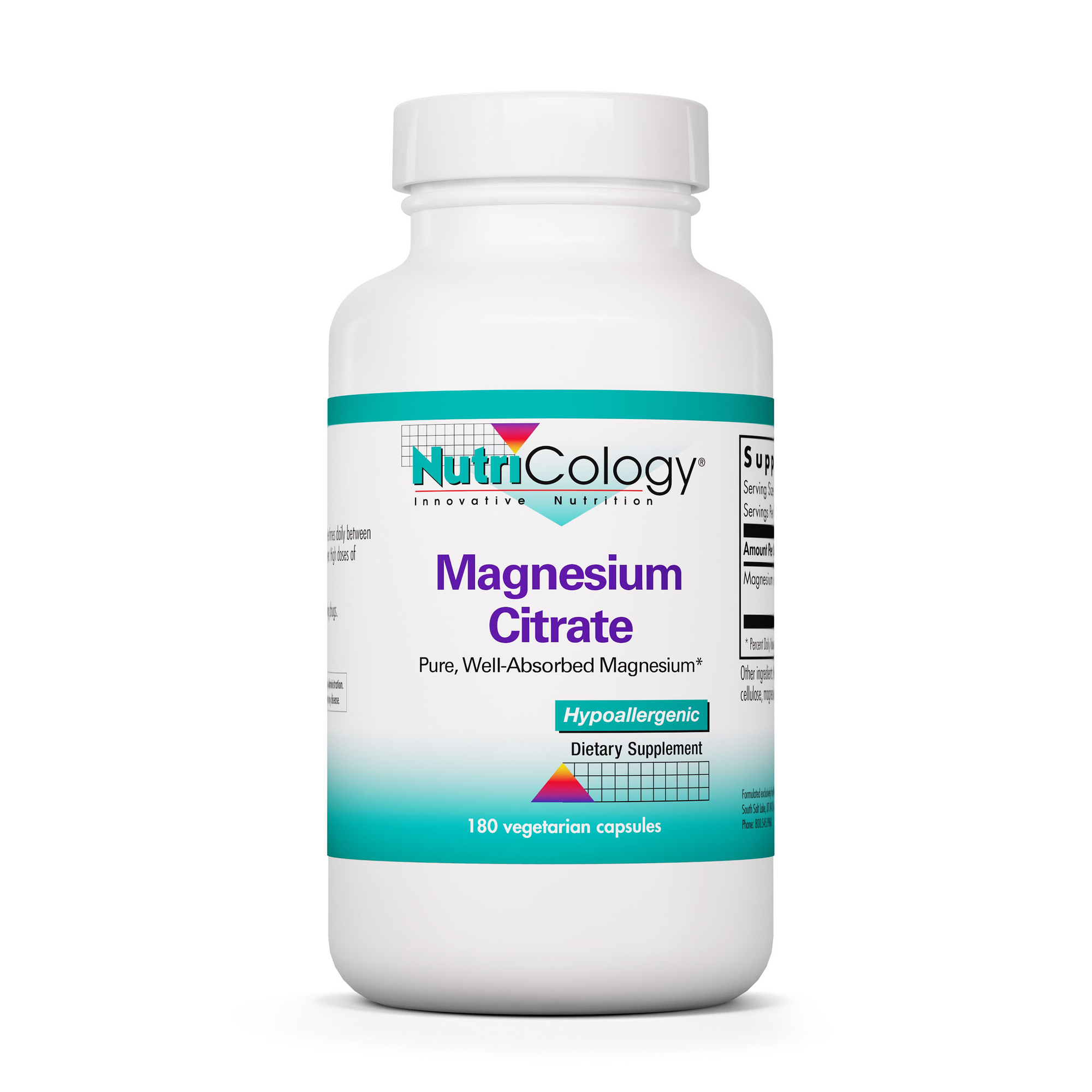 NutriCology Magnesium Citrate - Well-Absorbed, Bone and Stress Support - 180 Vegetarian Capsules - image 1 of 7