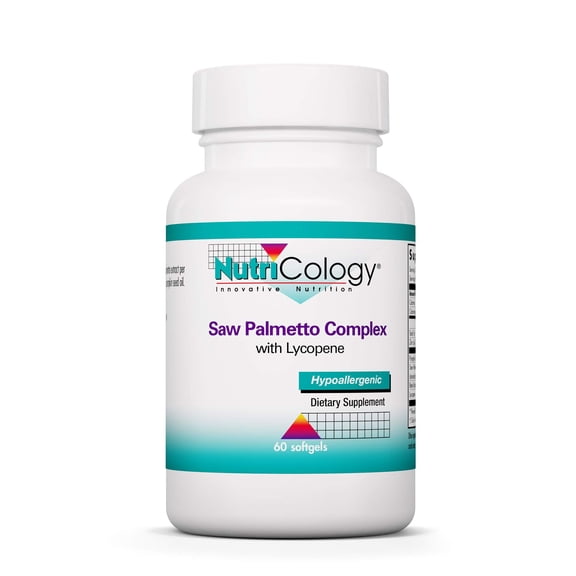 NutriCology Saw Palmetto Complex with Lyncopene - Saw Palmetto Supplement with Lycopene for Men - Prostate & Urinary Support - Hypoallergenic - 30 Servings - 60 Softgels