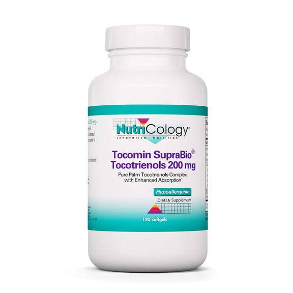 NutriCology Tocomin SupraBio Tocotrienols 200mg Supplement - Tocotrienols Vitamin E for Men & Women, Palm Tocotrienol Complex, Delta Tocotrienols, Supports Optimal Absorption, Softgels - 120 Softgels