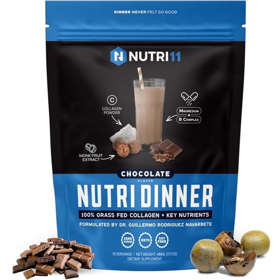 NutriDinner by Nutrillermo | Grass-Fed Collagen Protein Powder | Magnesium, B-Vitamins & Monk Fruit | Sleep, Recovery, and Wellness Supplement |