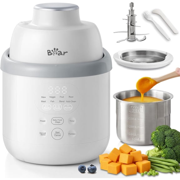 NutriEase AllStage Stainless Steel Baby Food Maker Steamer and Blender, Truly OneStep Baby Food Processor Puree Maker Grinder Mills, Auto Cooking&Grinding for Healthy Homemade Baby Food, BPA-Free