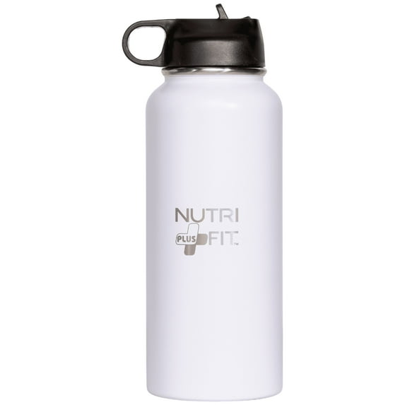 NutriFit Plus 32oz Stainless Steel Reusable Insulated Water Bottle, Leak-Proof for Hot & Cold Drinks - White Pearl