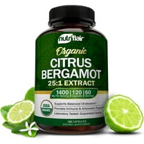 NutriFlair Organic Citrus Bergamot Supplement for Heart Health & Metabolism, 25:1 Extract, 120 Caps