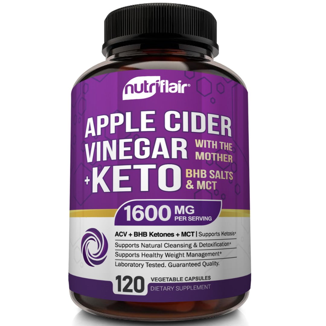 NutriFlair Apple Cider Vinegar Capsules plus Keto BHB Salts and MCT