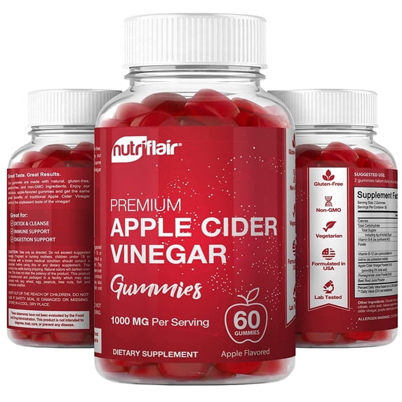 NutriFlair Apple Cider Vinegar Gummies Appetite Suppressant Weight Loss Supplement 120 Count