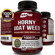 NutriFlair Horny Goat Weed Supplement Epimedium with Maca Root Ginseng Saw Palmetto 60 Capsules
