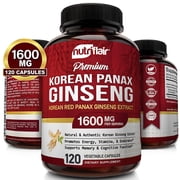 NutriFlair Korean Panax Ginseng 1600mg Per Serving, 120 Capsules – Herbal Energy & Vitality Supplement, Non-GMO, Vegan, Made in USA