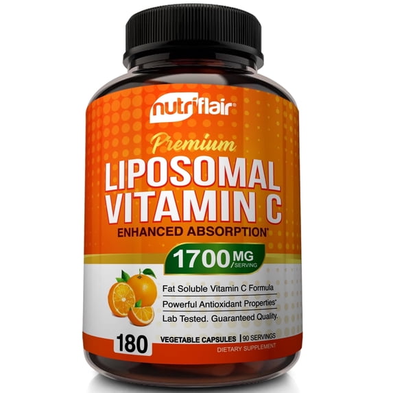 NutriFlair Liposomal Vitamin C Vegan Immune Support Supplement 180 Vegetable Capsules