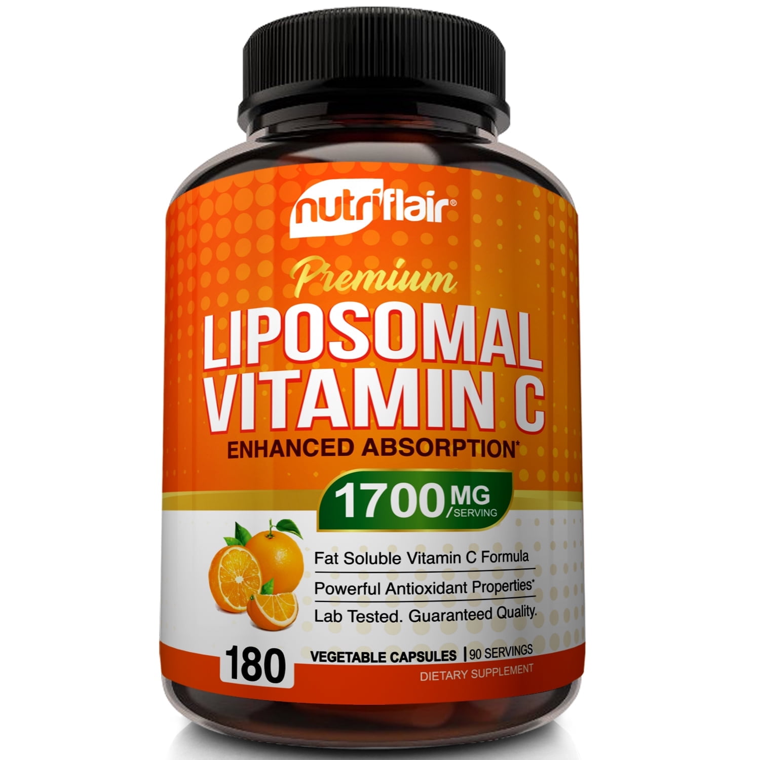 NutriFlair Liposomal Vitamin C 1700mg, 180 Capsules - Fat Soluble Vit C - Made in USA