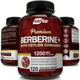 NutriFlair Premium Berberine HCL 1200mg, 120 Capsules - Plus Pure True Ceylon Cinnamon, Berberine HCI Root Supplements Pills - Supports Glucose Metabolism, Immune System, Healthy Weight Management