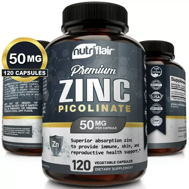 NutriFlair Zinc Picolinate 50mg, 120 Capsules Immune System Booster