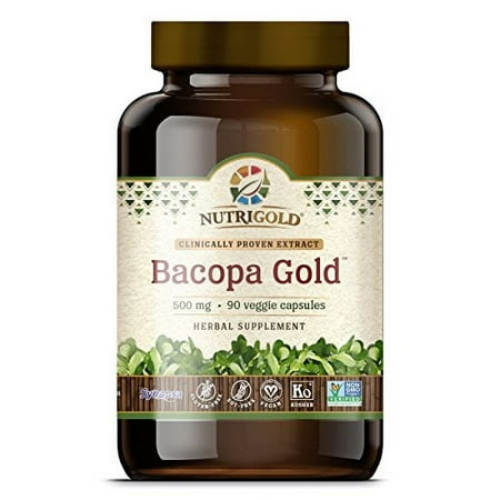 NutriGold Bacopa GOLD - 500 mg, 90 (Pure Bacopa Monnieri Memory Supplement)