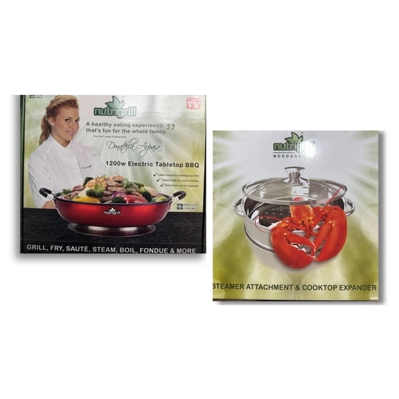 NutriGrill Electric BBQ Cooker Grill Pan with Accessories