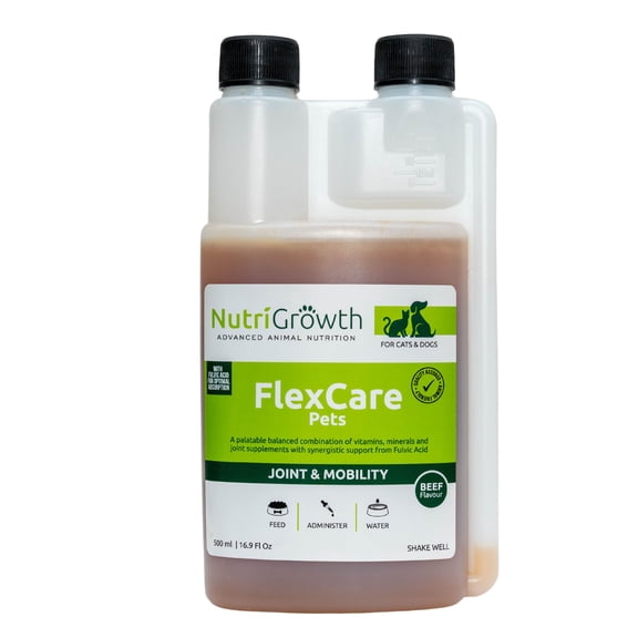 NutriGrowth FlexCare Pets Hip & Joint Care Liquid for Dogs and Cats, Beef Flavor, 16.9 fl oz Bottle