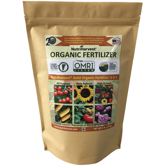 NutriHarvest Gold Organic Fertilizer 3-3-1, 1 lb. Bag, OMRI-Listed