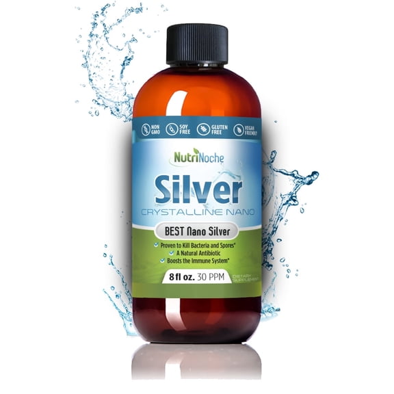 NutriNoche Colloidal Silver Ultra Pure Crystalline Nano Silver Particles 8 Ounces