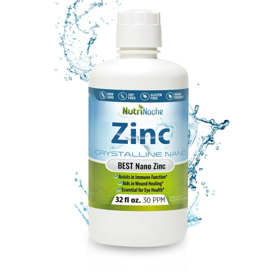 NutriNoche Liquid Zinc  - 99.99% Ultra Pure Crystalline Nano Zinc - 32 Oz