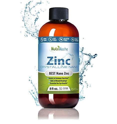 NutriNoche Liquid Zinc 99.99% Ultra Pure Crystalline Nano Zinc Particles 8 Ounce