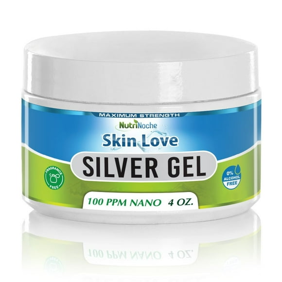 Nutrinoche Nano Silver Gel - Advanced Colloidal Silver Skin Cream - Wound Care & First Aid Gel Soothing Topical Ointment for Burns, Razor Burn and Sunburn Irritations - Unscented 4 Oz Jar