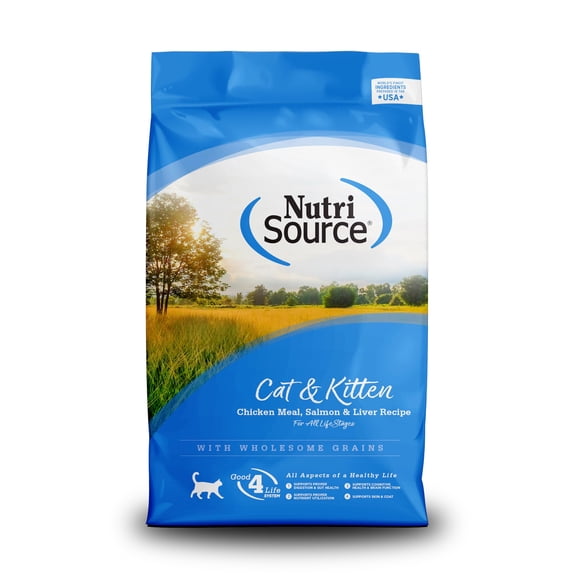 NutriSource Cat & Kitten Food, Chicken Meal, Salmon and Liver, 12LB