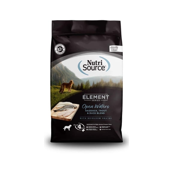 NutriSource Element Series Open Waters Haddock, Trout & Duck Blend Dog Food 24 lb