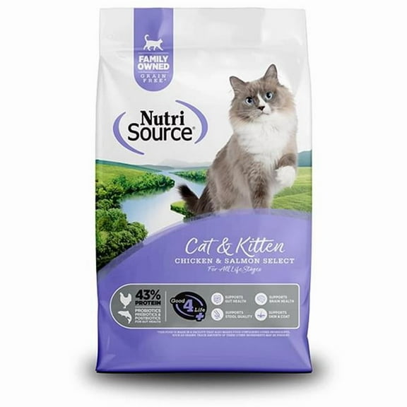 Nutri Source 125104 12 lbs Grain Free Select Chicke & Salmon Cat Food