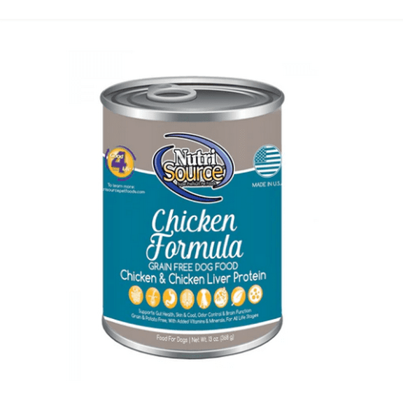 NutriSource Grain Free Chicken Formula Canned Dog Food 12.3-oz, Case of 12
