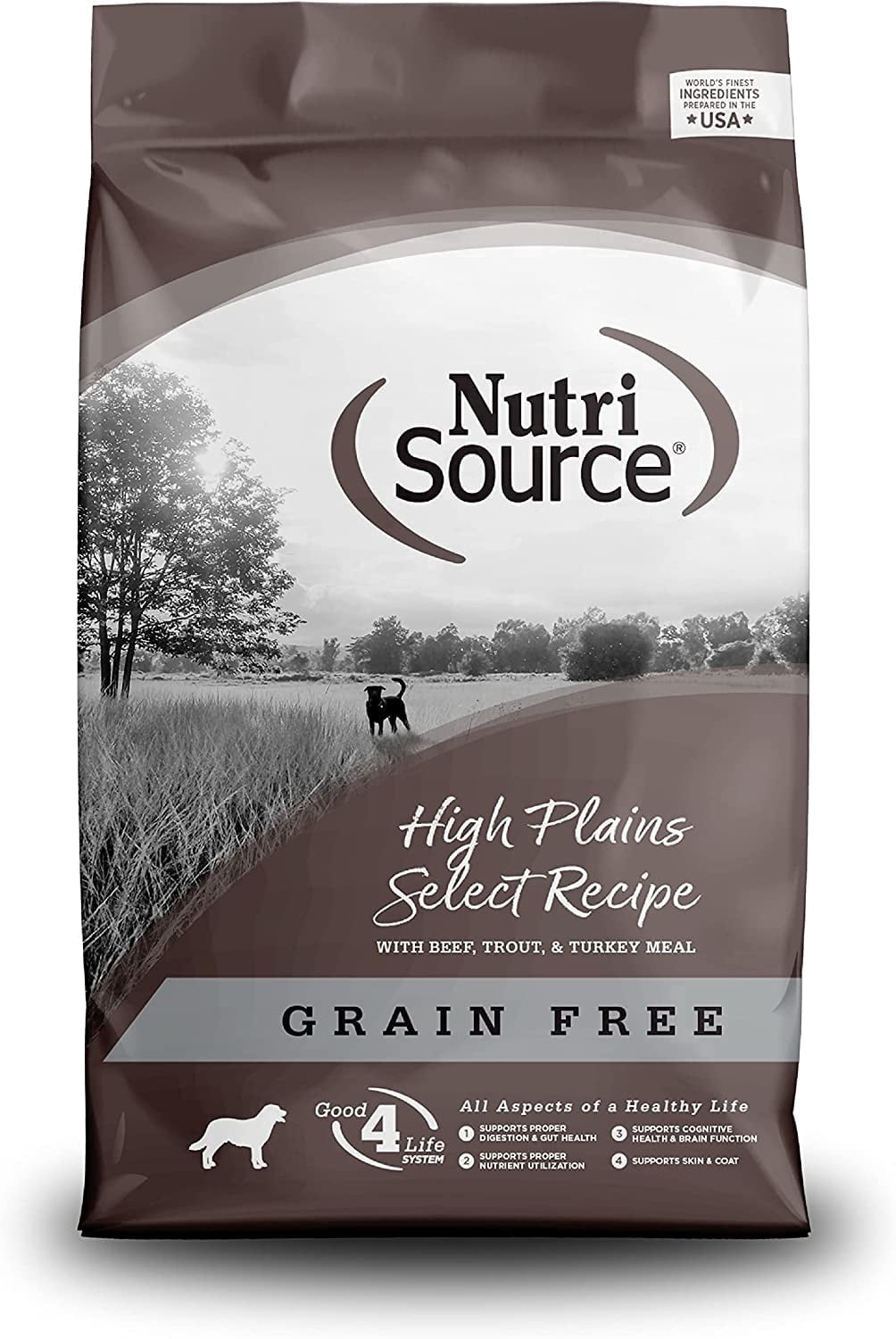 NutriSource High Plains Select Grain-Free Dry Dog Food, Beef, Trout and Turkey Meal, 26LB