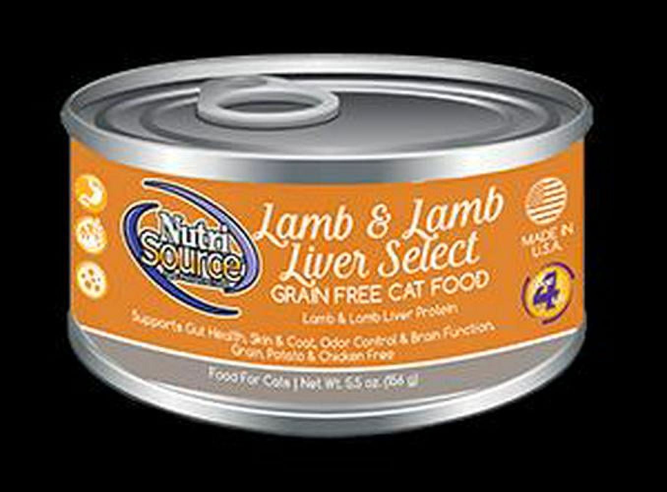NutriSource Grain Free Lamb and Lamb Liver Select Canned Cat Food 5.5 ...